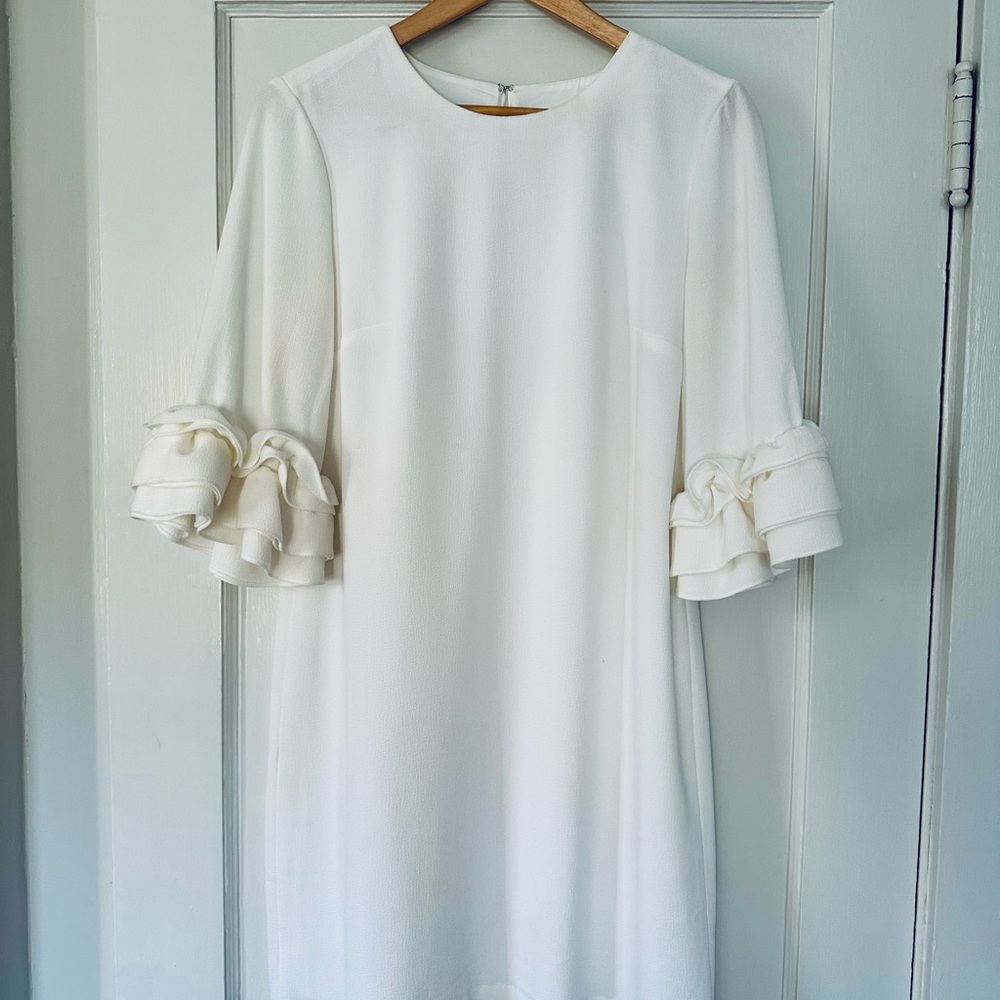 White crepe club Monaco long sleeve dress